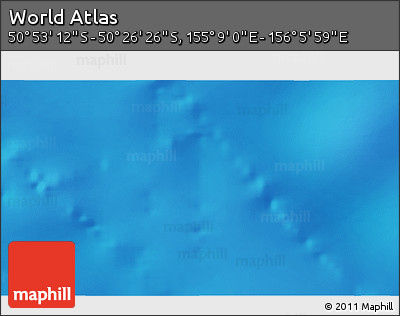 Physical 3D Map of the Area around 50° 39' 49" S, 155° 37' 30" E