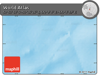 Physical Map of the Area around 50° 39' 49" S, 172° 37' 30" E