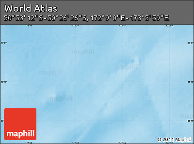 Physical Map of the Area around 50° 39' 49" S, 172° 37' 30" E