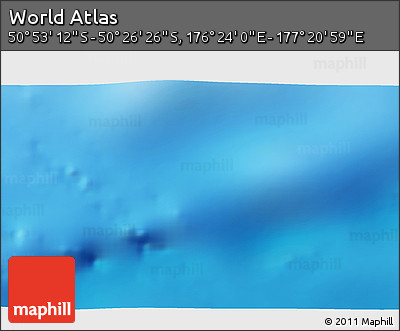 Physical 3D Map of the Area around 50° 39' 49" S, 176° 52' 30" E