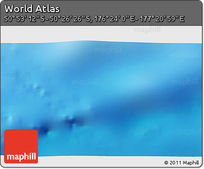 Physical 3D Map of the Area around 50° 39' 49" S, 176° 52' 30" E