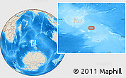 Shaded Relief Location Map of the area around 50° 39' 49" S, 72° 19' 29" E