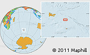 Political Location Map of the area around 50° 39' 49" S, 73° 10' 30" E