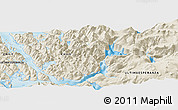 Shaded Relief Panoramic Map of the area around 50° 39' 49" S, 73° 52' 30" W