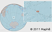 Gray Location Map of the area around 50° 39' 49" S, 75° 43' 29" E, hill shading