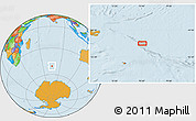 Political Location Map of the area around 50° 39' 49" S, 75° 43' 29" E