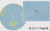 Savanna Style Location Map of the area around 50° 39' 49" S, 75° 43' 29" E, hill shading