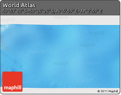 Physical 3D Map of the Area around 50° 39' 49" S, 76° 34' 29" E