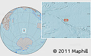 Gray Location Map of the area around 50° 39' 49" S, 76° 34' 29" E, hill shading