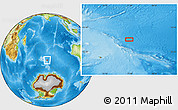 Physical Location Map of the area around 50° 39' 49" S, 77° 25' 30" E
