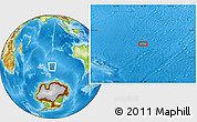 Physical Location Map of the area around 50° 39' 49" S, 86° 46' 30" E
