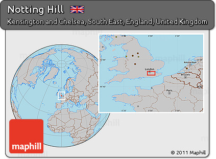 Gray Location Map of Notting Hill
