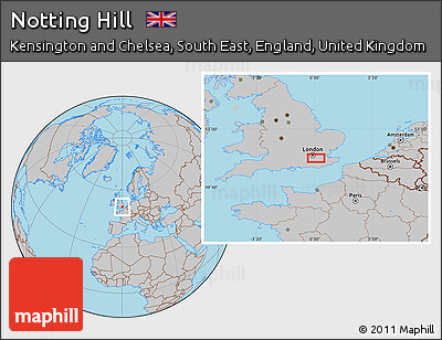 Gray Location Map of Notting Hill