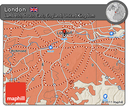 Shaded Relief Map of London
