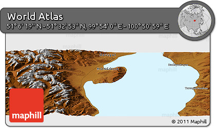 Physical Panoramic Map of the Area around 51° 19' 36" N, 100° 22' 30" E