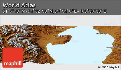 Physical Panoramic Map of the Area around 51° 19' 36" N, 100° 22' 30" E