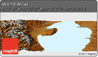 Physical Panoramic Map of the Area around 51° 19' 36" N, 100° 22' 30" E