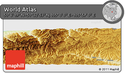 Physical Panoramic Map of the Area around 51° 19' 36" N, 105° 28' 29" E