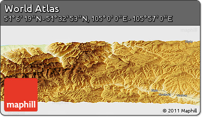 Physical Panoramic Map of the Area around 51° 19' 36" N, 105° 28' 29" E