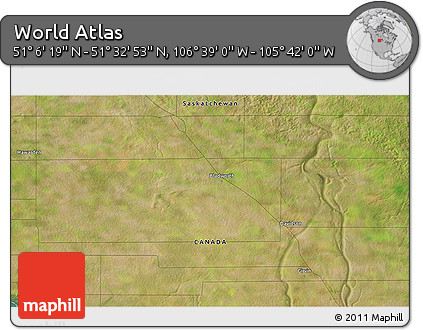Satellite 3D Map of the Area around 51° 19' 36" N, 106° 10' 30" W