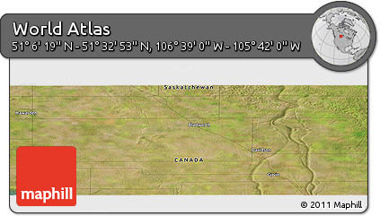 Satellite Panoramic Map of the Area around 51° 19' 36" N, 106° 10' 30" W