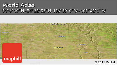 Satellite Panoramic Map of the Area around 51° 19' 36" N, 106° 10' 30" W
