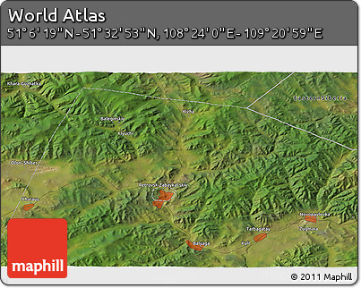 Satellite 3D Map of the Area around 51° 19' 36" N, 108° 52' 30" E