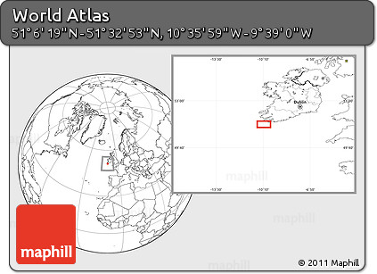 Blank Location Map of the Area around 51° 19' 36" N, 10° 7' 30" W