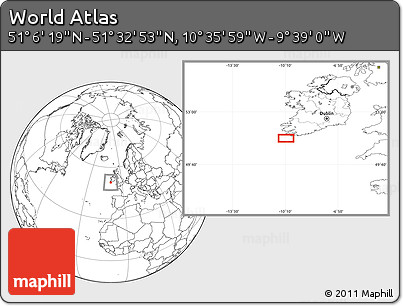 Blank Location Map of the Area around 51° 19' 36" N, 10° 7' 30" W