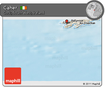 Shaded Relief Panoramic Map of Caher