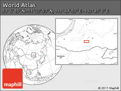 Blank Location Map of the Area around 51° 19' 36" N, 112° 16' 30" E