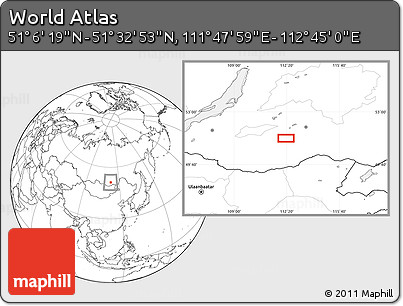Blank Location Map of the Area around 51° 19' 36" N, 112° 16' 30" E