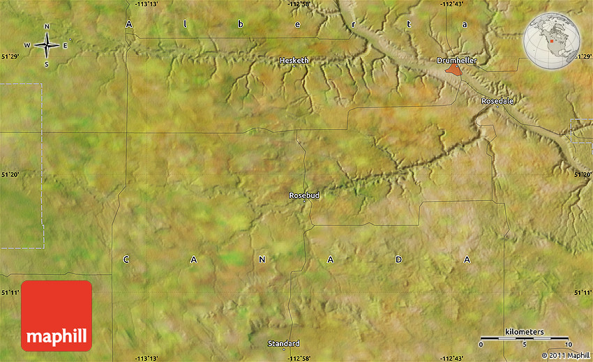 Satellite Map of Drumheller