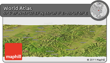 Satellite Panoramic Map of the Area around 51° 19' 36" N, 113° 7' 30" E