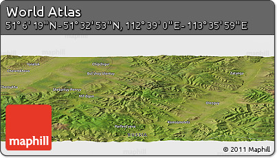 Satellite Panoramic Map of the Area around 51° 19' 36" N, 113° 7' 30" E