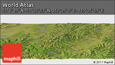 Satellite Panoramic Map of the Area around 51° 19' 36" N, 113° 7' 30" E