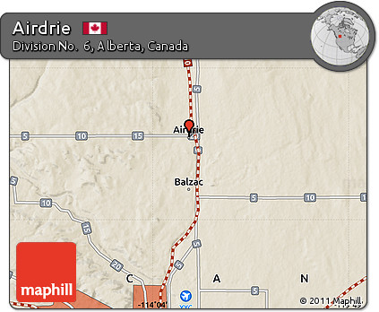 Shaded Relief Map of Airdrie