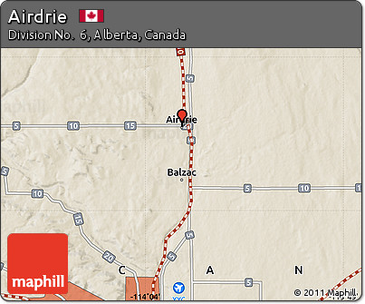 Shaded Relief Map of Airdrie