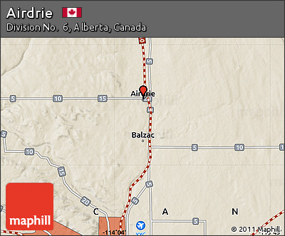 Shaded Relief Map of Airdrie