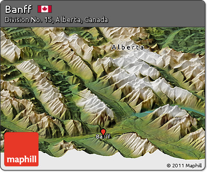 Satellite Panoramic Map of Banff