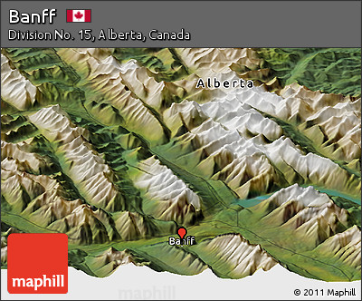 Satellite Panoramic Map of Banff
