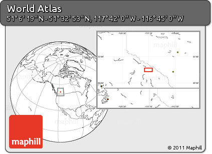 Blank Location Map of the Area around 51° 19' 36" N, 117° 13' 29" W