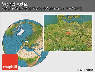 Satellite Location Map of the Area around 51° 19' 36" N, 11° 7' 30" E