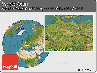 Satellite Location Map of the Area around 51° 19' 36" N, 11° 58' 29" E