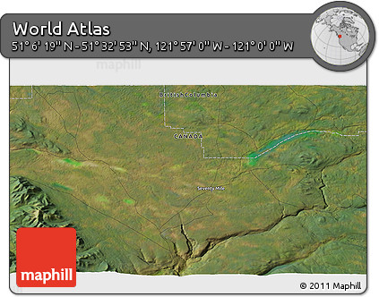Satellite 3D Map of the Area around 51° 19' 36" N, 121° 28' 29" W