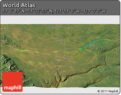Satellite 3D Map of the Area around 51° 19' 36" N, 121° 28' 29" W