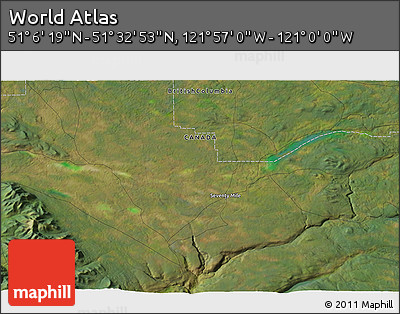 Satellite 3D Map of the Area around 51° 19' 36" N, 121° 28' 29" W