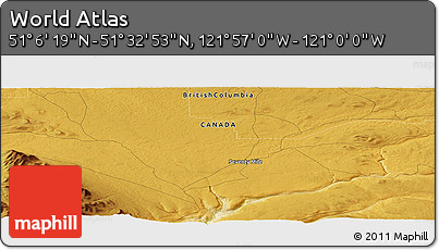 Physical Panoramic Map of the Area around 51° 19' 36" N, 121° 28' 29" W