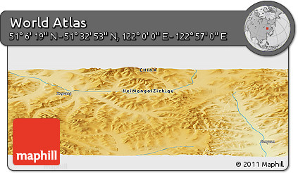 Physical Panoramic Map of the Area around 51° 19' 36" N, 122° 28' 29" E