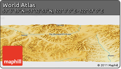 Physical Panoramic Map of the Area around 51° 19' 36" N, 122° 28' 29" E
